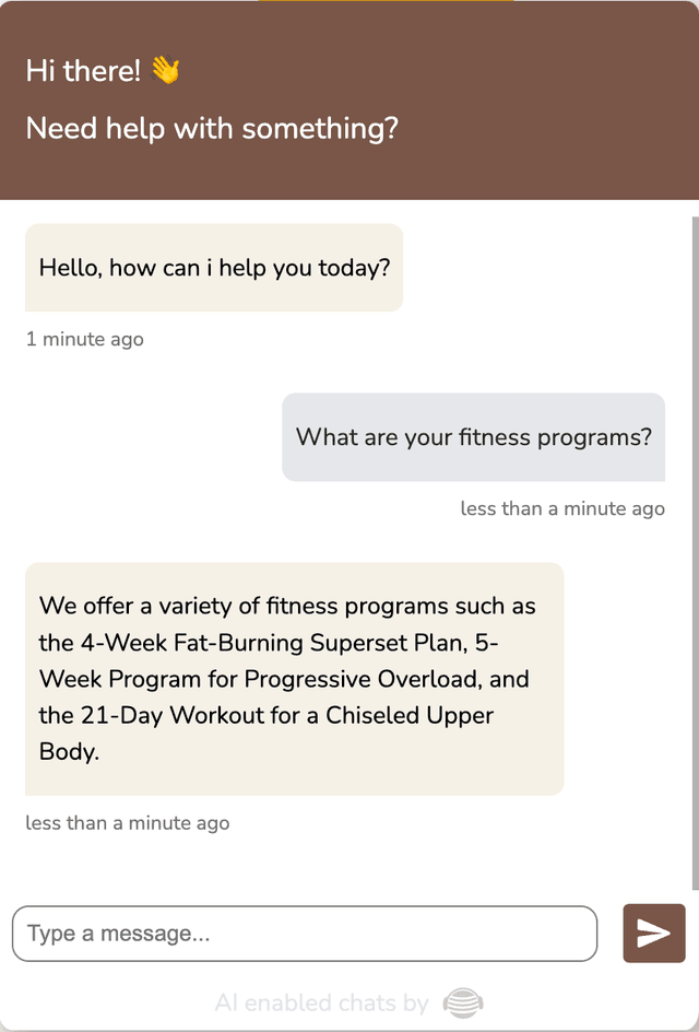 A Fitness center answering questions on available programs